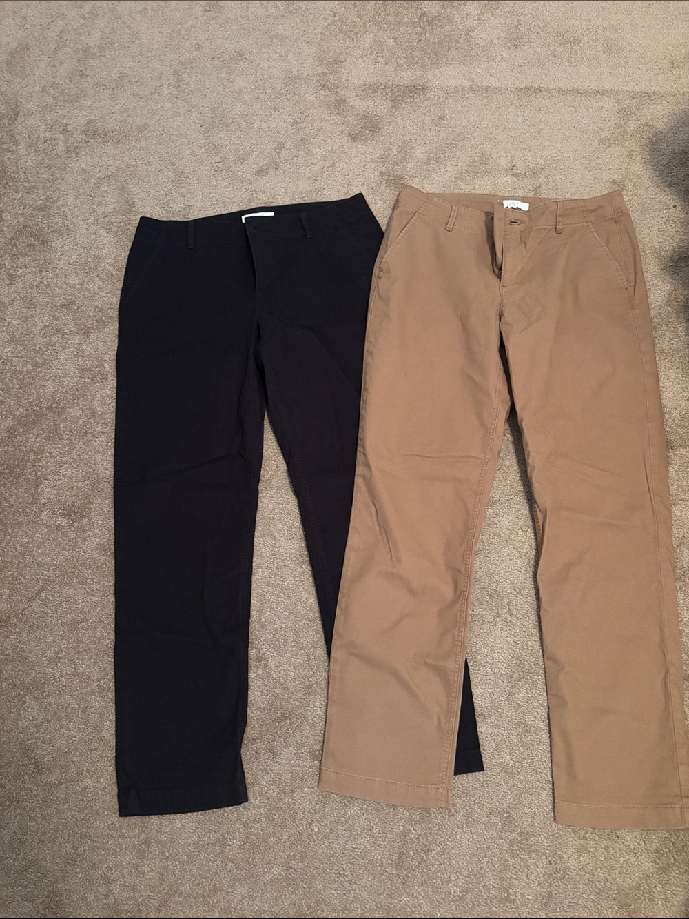 (2) LOFT Women’s Chino Pants in Black and Khaki Tan